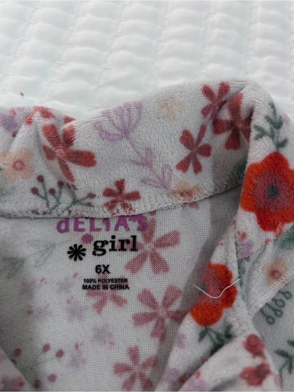 Delia’s Gir Floral Button-Front Pajama Set - Light Gray with Red & Green Flowers